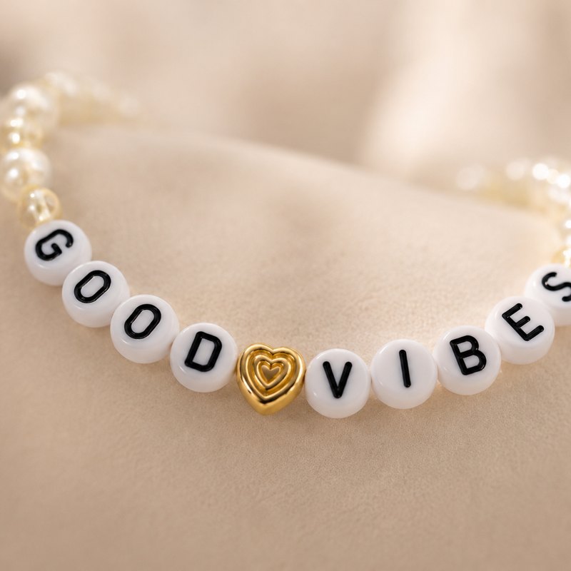 Good Vibes Bracelet close-up on the wrist