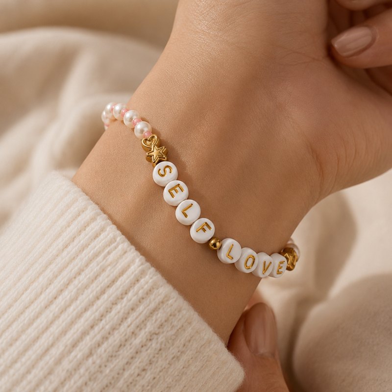 Self Love Bracelet worn on the wrist